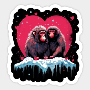 Snow Monkey Couple Valentine Sticker